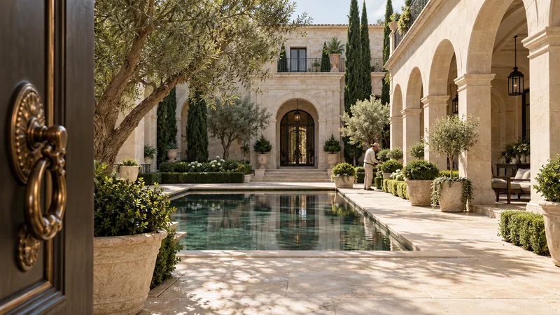 Illustrative carefully maintained residence courtyard